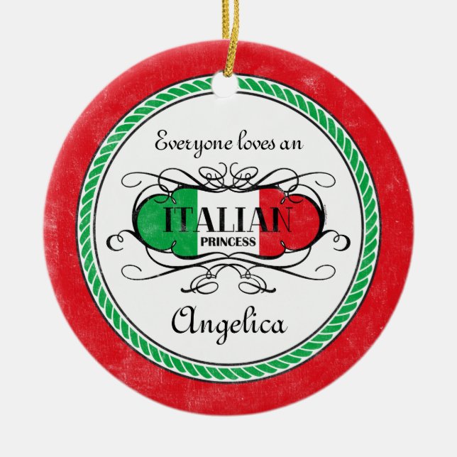 Italian Princess Personalized Ornament (Front)