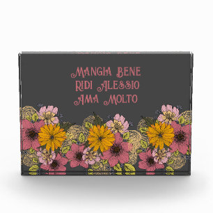 Italian Quote With Vibrant Flower Design Photo Block