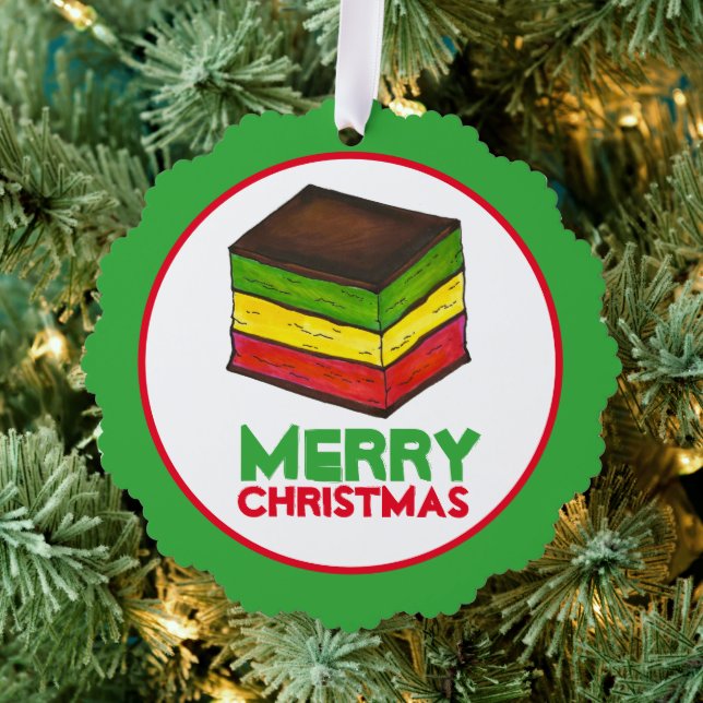 Italian Rainbow Seven Layer Christmas Cookies Ornament Card (Insitu (Tree))