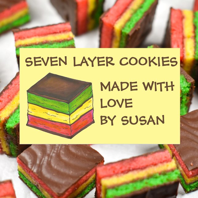 Italian Rainbow Seven Layer Tricolor Cookie Bakery Sticker (Italian Rainbow Cookie Sticker)