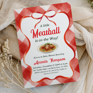 Italian Red Gingham Meatball Pasta Baby Shower Invitation