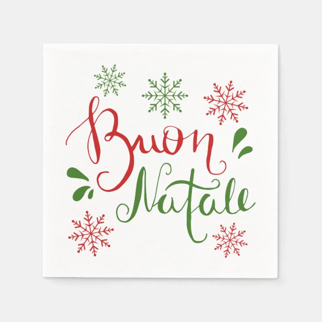 Italian Red Green Merry Christmas Napkin (Front)