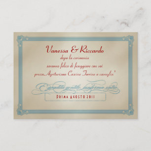 Italian Red White & Blue DIY Wedding RSVP Card