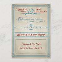 Italian Red White & Blue Wedding Invitation