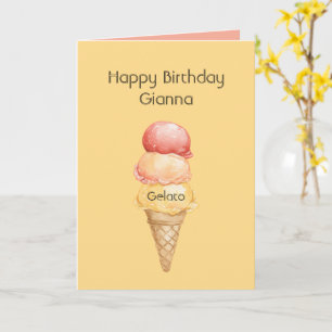 Italian Red Yellow Gelato Ice Cream Cone Birthday Card