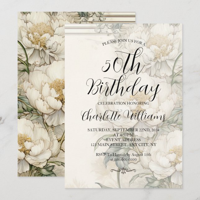 Italian Renaissance Art Style 50th Birthday Invitation (Front/Back)