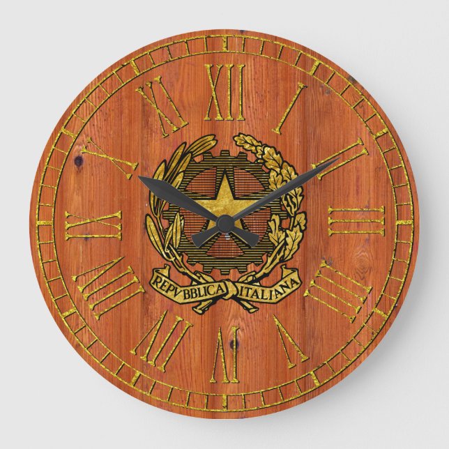 Italian Republic Pine Wood Large Clock (Front)