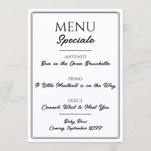 Italian Restaurant Menu Pregnancy Announcement 