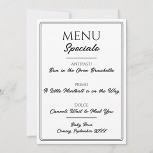 Italian Restaurant Menu Pregnancy Announcement