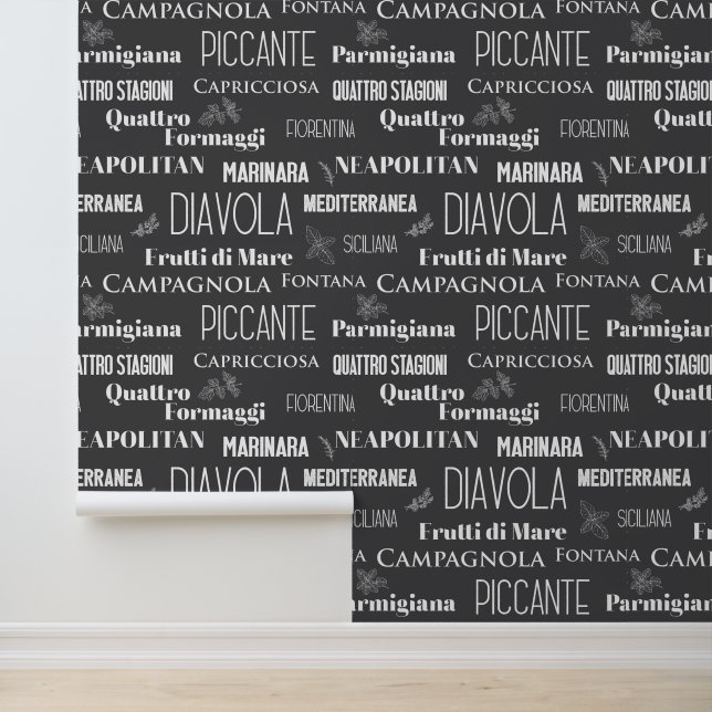 Italian Restaurant Pizza Names Typographic Wallpaper (Application)