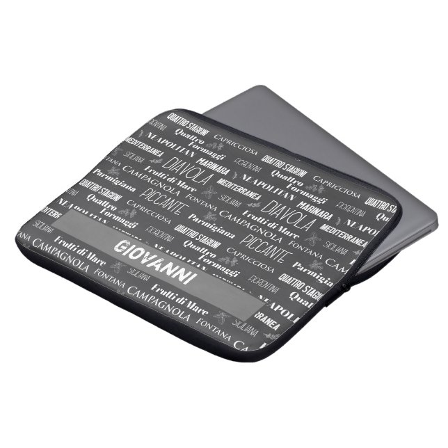 Italian Restaurant Pizza Names Typography Laptop Sleeve (Front Top)