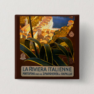 Italian Riviera Europe Italy Travel Poster 2 Inch Square Button