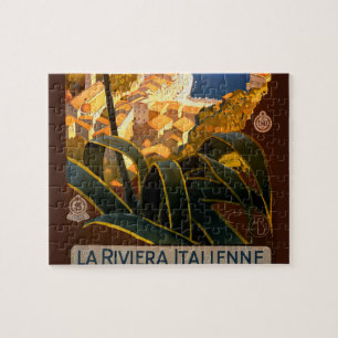 Italian Riviera Europe Italy Travel Poster Jigsaw Puzzle