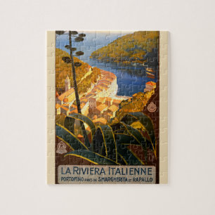 Italian Riviera Europe Italy Travel Poster Jigsaw Puzzle