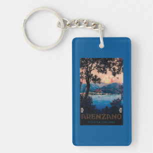 Italian Riviera Travel Poster Keychain