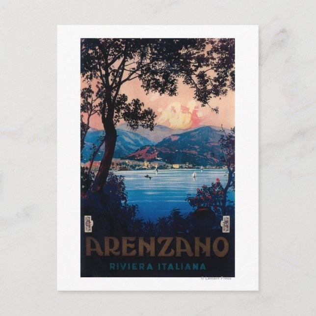 Italian Riviera Travel Poster Postcard (Front)