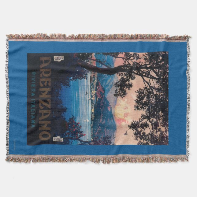 Italian Riviera Travel Poster Throw Blanket (Front)