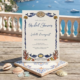 Italian Riviera Watercolor Mermaid Bridal Shower Invitation