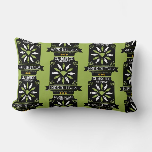 Italian Sardine Art Print Kitchen Gift Lumbar Pillow (Front)