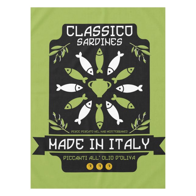 Italian Sardine Art Print Kitchen Gift Tablecloth (Front)
