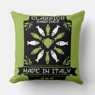 Italian Sardine Art Print Kitchen Gift Throw Pillow