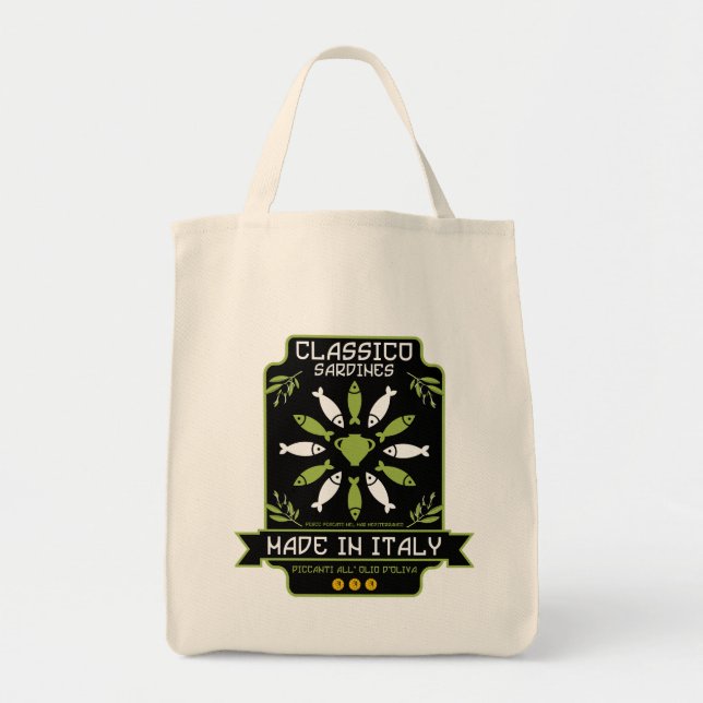 Italian Sardine Art Print Kitchen Gift Tote Bag (Front)