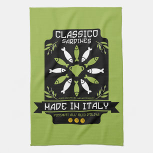 Italian Sardines Art Print Kitchen Gift Towel