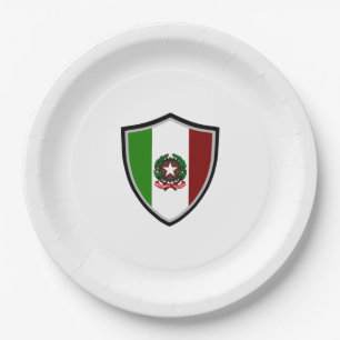 Italian shield flag-emblem paper plate