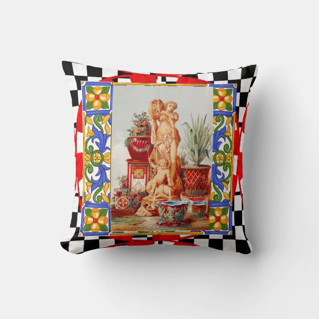 Italian, Sicilian art. maiolica, tiles, baroque ar Throw Pillow (Front)