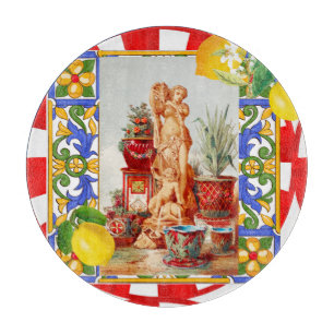 Italian,Sicilian art,maiolica,tiles,baroque art   Cutting Board