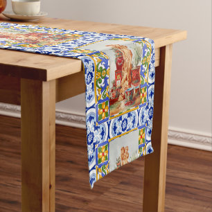 Italian,Sicilian art,maiolica,tiles,baroque art   Short Table Runner