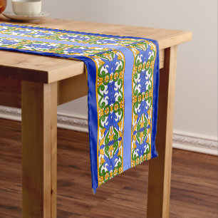 Italian,Sicilian art,majolica pattern     Short Table Runner