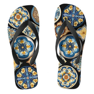 Italian Sicilian Ceramic Pattern Flip Flops