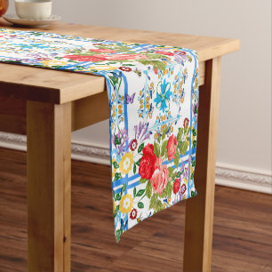 Italian,Sicilian,floral,majolica pattern     Short Table Runner