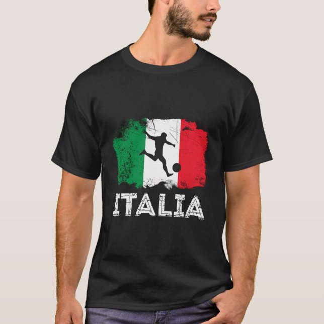 Italian Soccer Grunge Flag T-Shirt (Front)
