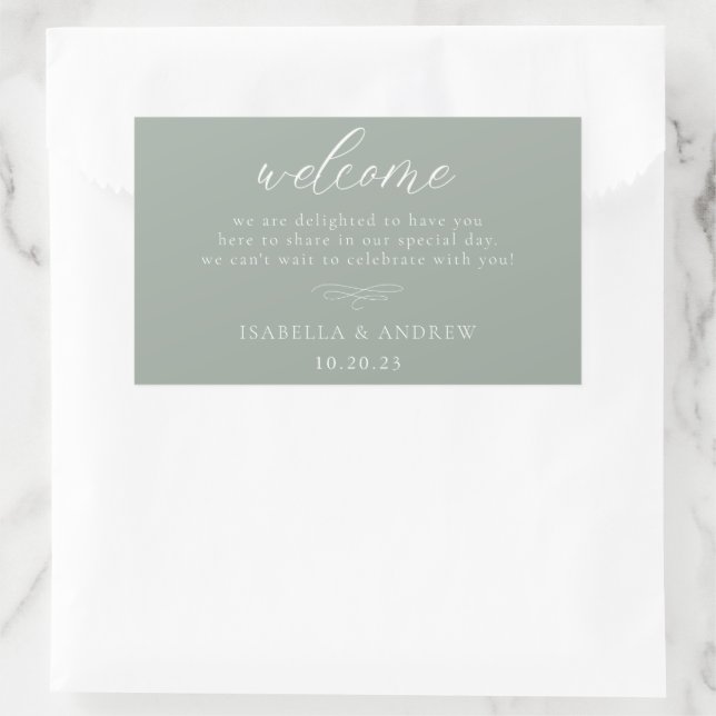 Italian Solid Sage Green Welcome Wedding   Sticker (Bag)