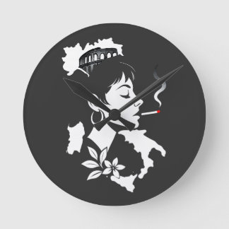 Italian Soul: Minimalist Rome Colosseum & Italy Ma Round Clock