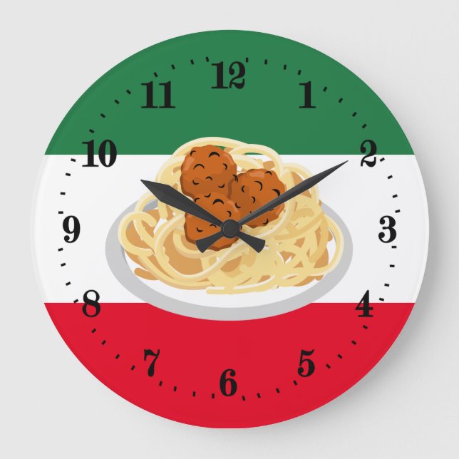 Italian spaghetti meatballs decor large clock (Front)