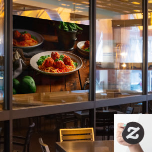 Italian Spaghetti Pasta Meatballs Tomato Sauce Window Cling