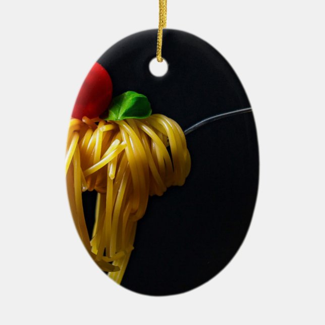 Italian Spaghetti Pasta Tomato Noodle Ceramic Ornament (Front)