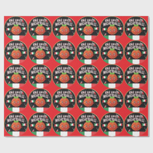 Italian Spicy Meatball Design with Italian Flags Wrapping Paper