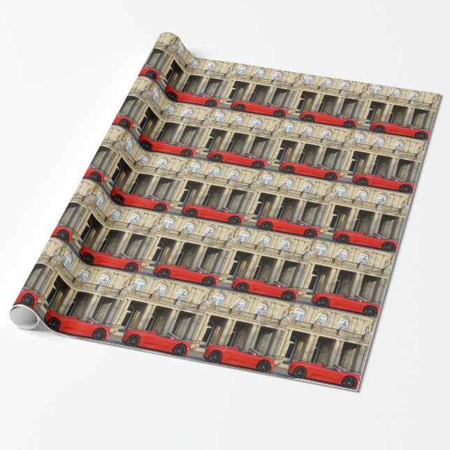 Italian sports car in front of the castle wrapping paper (Unrolled)
