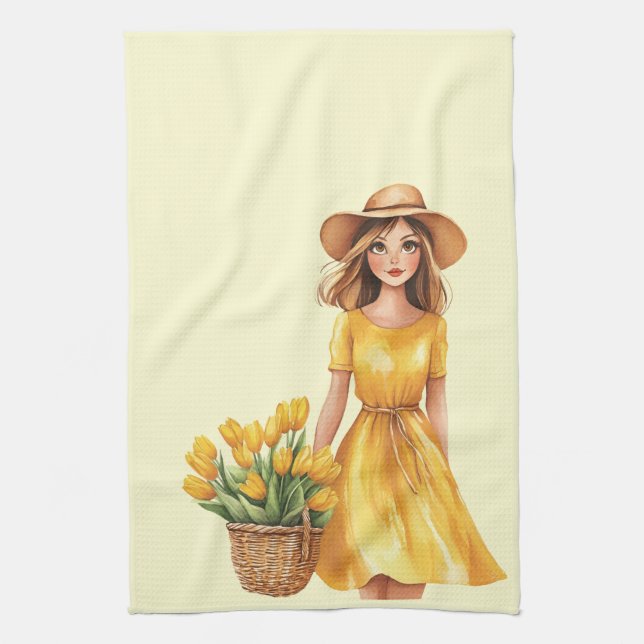 Italian Spring Clipart Kitchen Towel (Vertical)