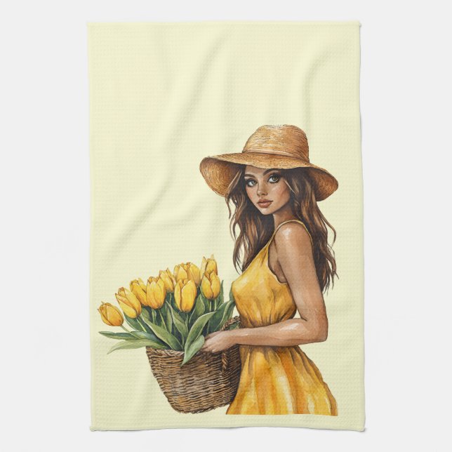 Italian Spring Clipart Kitchen Towel (Vertical)