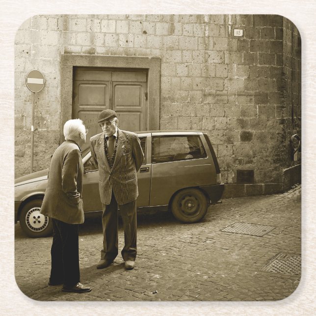 Italian street scene in sepia coaster (Front)