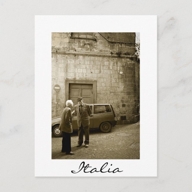 Italian street scene in sepia postcard border (Front)