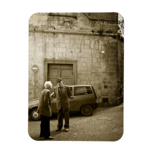 Italian street scene in sepia rectangular magnet