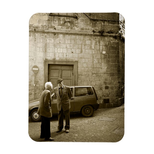 Italian street scene in sepia rectangular magnet (Vertical)