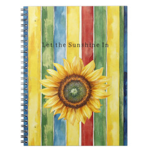 Italian Stripes Blue Yellow Green Red Sunflower Notebook