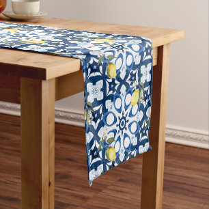 Italian style,mediterranean,majolica,lemon, long table runner